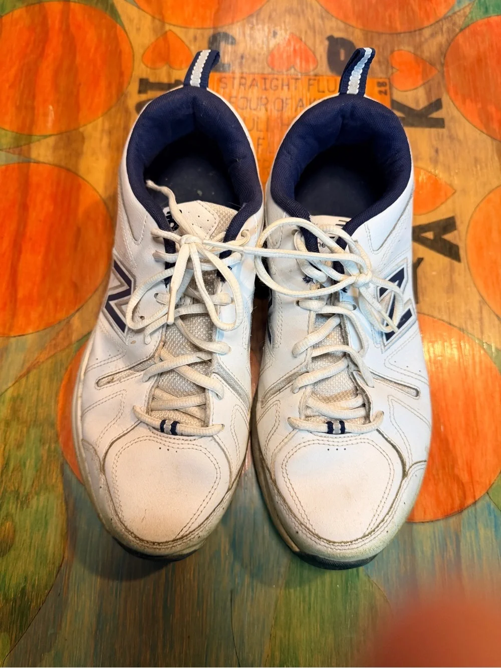 Size 10 New Balance 619 Mens White Blue Casual Shoes Sneakers Leather Sz 44 EU L